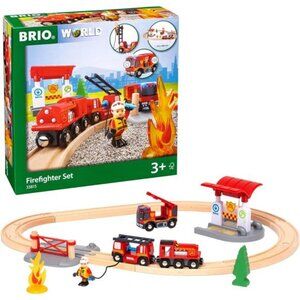 World Rescue Firefighter Set - 18-Piece FSC-Certified Wood Train Set